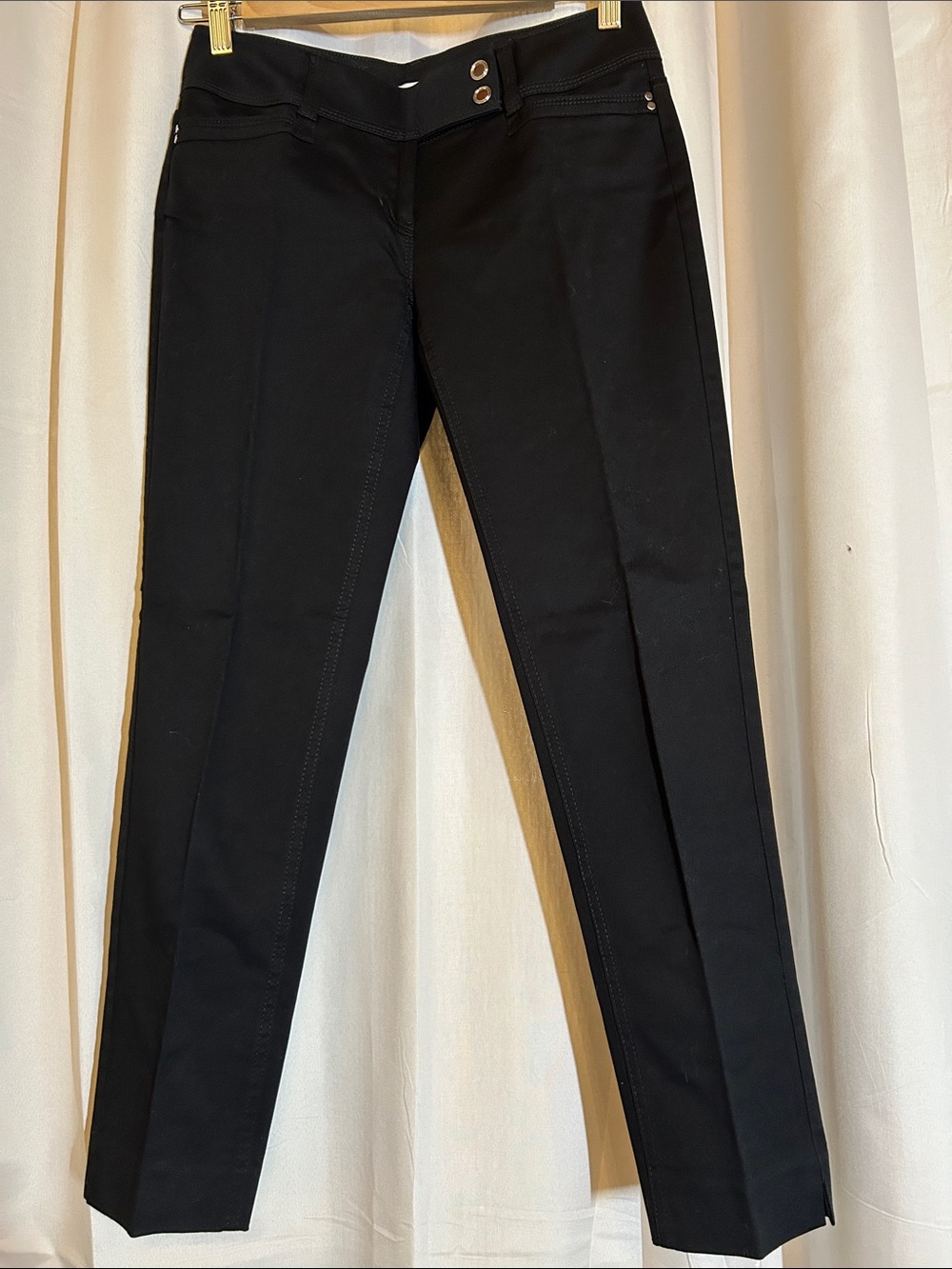 White House Black Market Black mid-Rise Ankle Pants with Double Button